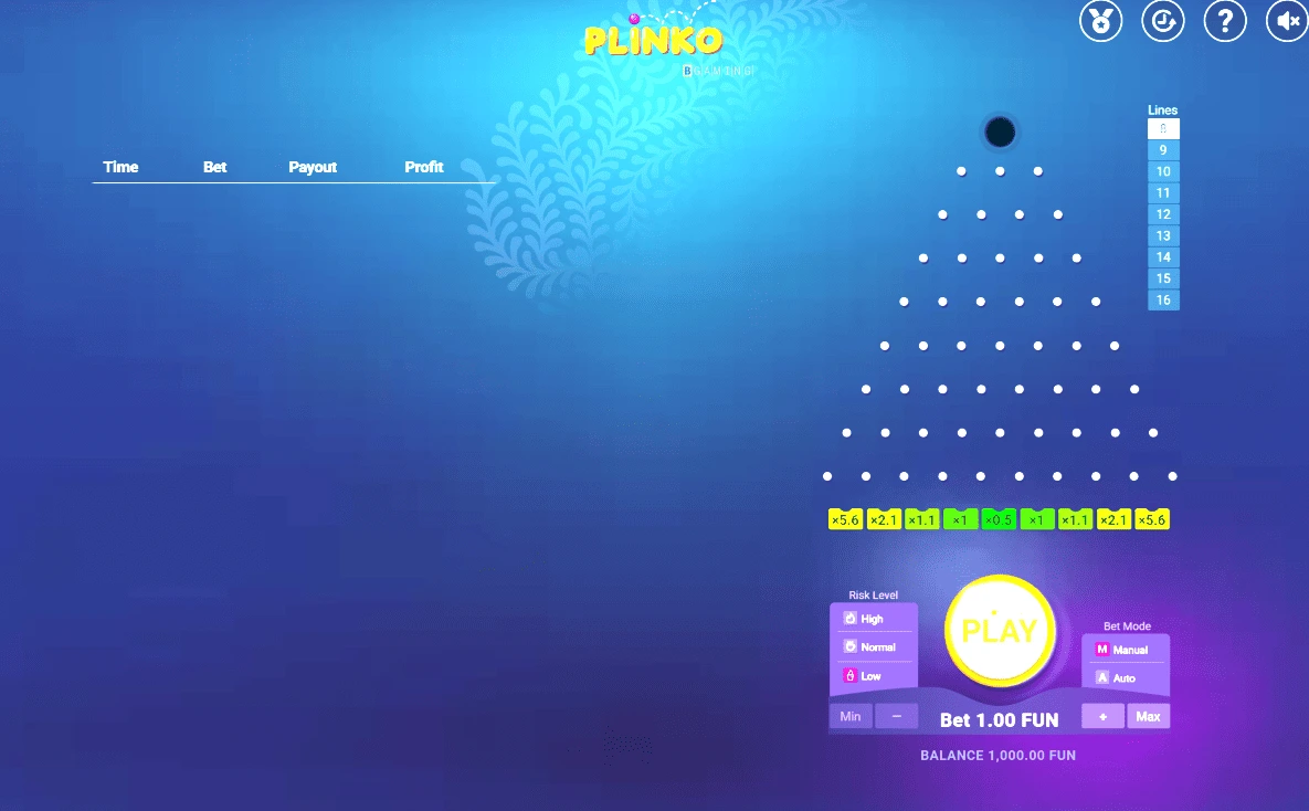 Игровой процесс Plinko